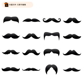 黑色胡须设计矢量素材