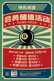 桌球俱乐部会员储值活动