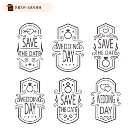 创意婚礼标签矢量素材