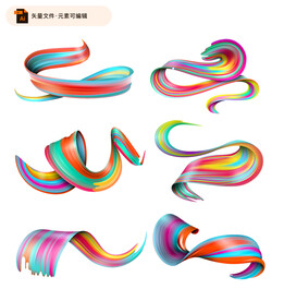 炫丽彩色笔触矢量素材
