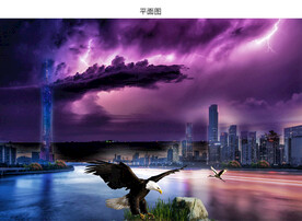 广州珠江夜景雷电图片