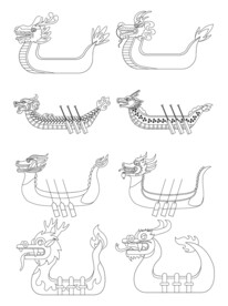 卡通手绘线描可爱端午节中国传统