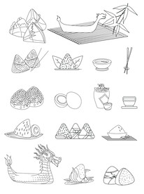 卡通手绘线描可爱端午节中国传统