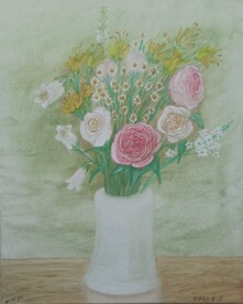 油画  插花  花瓶 玫瑰