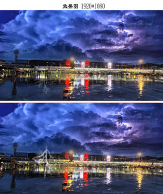 三亚机场夜景下雨AVI视频