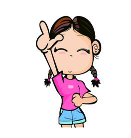 卡通美丽 积极 女孩 微笑