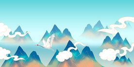  中国风景插画山水插画