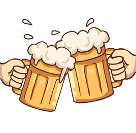 卡通手绘啤酒干杯  