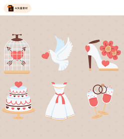 创意婚礼元素图标