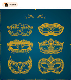 金色舞会面具矢量素材
