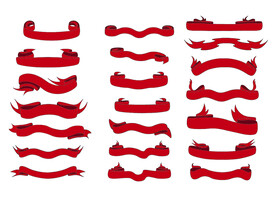 红色彩带飘带边框矢量图