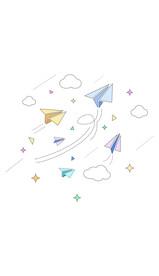 矢量折纸飞机手绘卡通元素