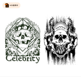个性骷髅头图腾插画