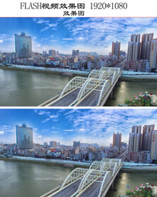 蓝天白云化州江景flash视频