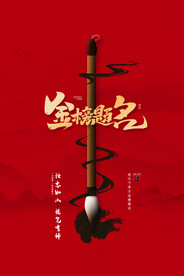 红色喜庆金榜题名海报高考喜报