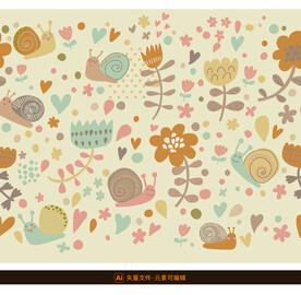 蜗牛花朵可爱背景