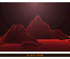 红色三维地形