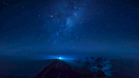 新西兰南岛努盖特角灯塔星空