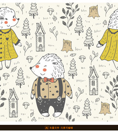 可爱刺猬卡通图案