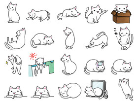 简笔线条猫咪（位图）