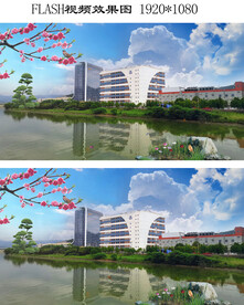 美丽的湖泊边建筑楼房美景视频