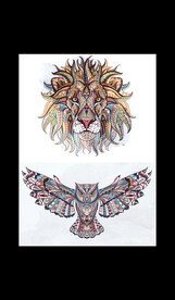 矢量插画狮子猫头鹰