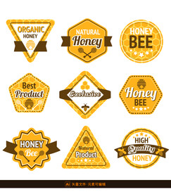 蜂蜜元素贴纸徽章