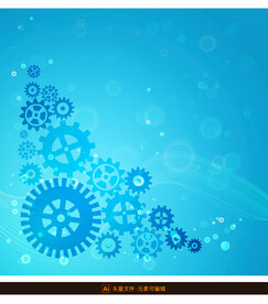 蓝色齿轮工业背景