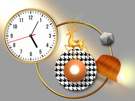 几何麋鹿钟表装饰画