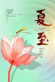 创意小清新渐变夏至节气海报