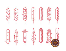 线性羽毛图标素材