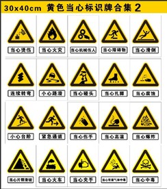 黄色当心标识牌合集2