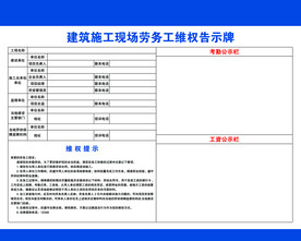 建筑施工现场劳务工维权告示牌