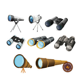 望远镜卡通插画