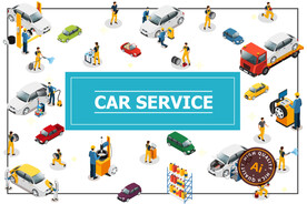 汽车维修保养矢量素材