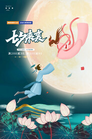 中国传统牛郎织女七夕来袭促销