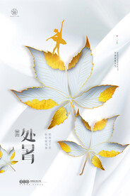 简约意境秋色舞蹈处暑海报