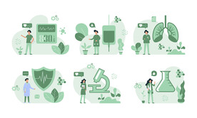 实验室科研工作场景插画