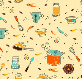 可爱厨房美食背景
