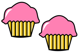 粉色黄色纸杯蛋糕