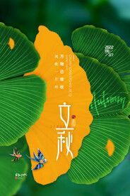 简约传统24节气一叶知秋立秋