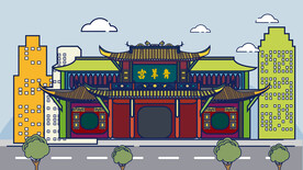 城市地标建筑插画手绘