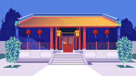 城市地标建筑插画手绘