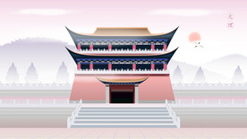 城市地标建筑插画手绘