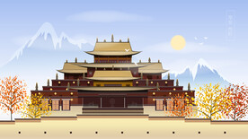 城市地标建筑插画手绘