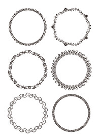 花草纹边框 方形圆形通用