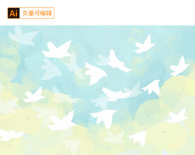 水彩青春飞鸟背景