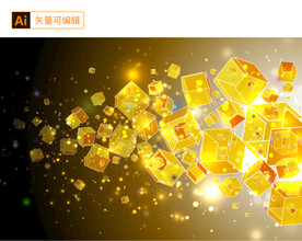 金色正方体背景