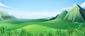 手绘茶山