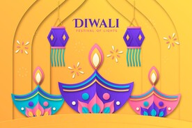 卡通黄颜色印度排灯节文化海报